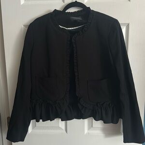 Jcrew black blazer with ruffles